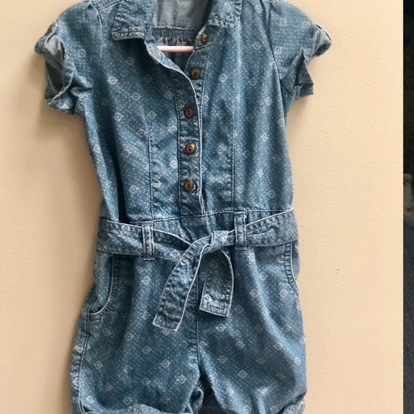 George Other - Toddler Jean shorts button Romper with belt NEW